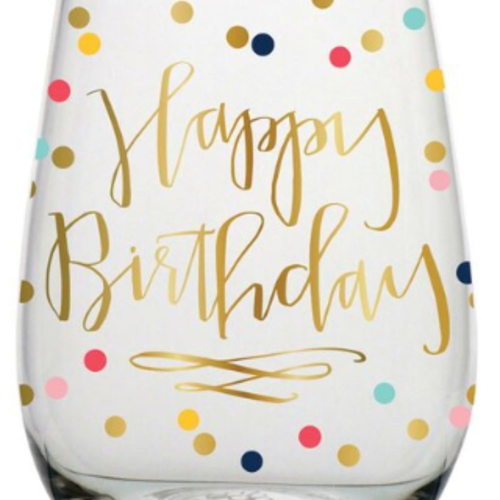SALNT Collections: Wine Glass - Happy Bday NWT